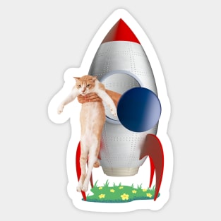 Cats Not Allowed In Rocket (Orange Kitty) Sticker